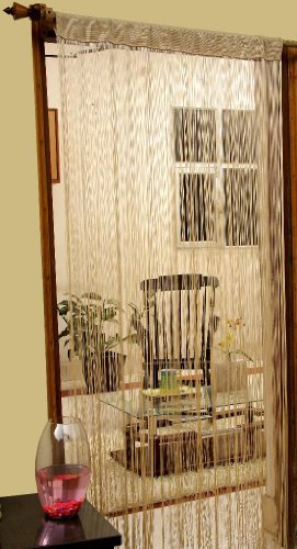 Homescapes FADENVORHANG (200 x 90cm), 100% Polyester, hochqualitativer RAUMTEILER, handgewebt, 1 STÜCK, beige