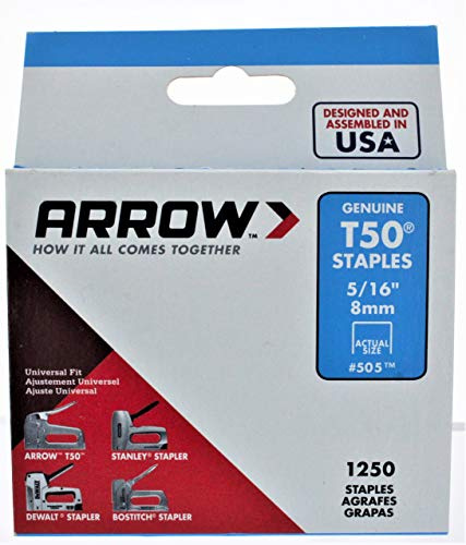Arrow T50, 5/16 Silver T-50 Staples, 15,000 Pieces