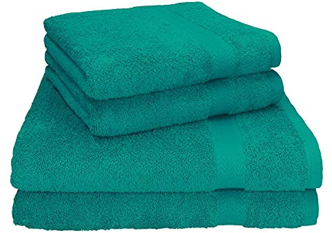 Betz Juego de 4 Toallas Premium 100% algodón 2 Toallas de baño 2 Toallas de Lavabo (Verde Esmeralda)