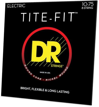 DR Strings TITE FIT Electric Guitar Strings, Nickel Plated String (TF8-10)