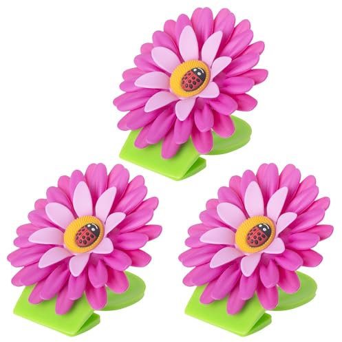 VIGAR Flower Power Klammern für Kühlschrank, 3 Stück, Material: ABS, Gummi, PPN, Magnet: Stahl, Aluminium, Boro, Magenta, 8 x 8 x 2.5 cm, 3