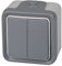 Legrand 191514 Interrupteur mural double, surface Plexo, pour extérieur, imperméable (IP55), couleur grise