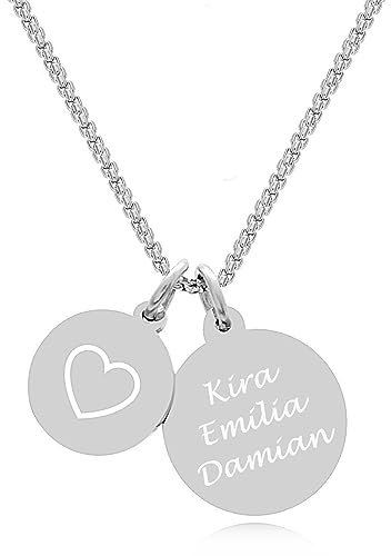 TIMANDO Damen Personalisierte Kette mit Namen, Halskette mit Gravur, Geschenk für Freundin, Namenskette Anhänger Herz unendlich zeichen 50cm