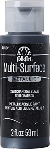 FolkArt Multi-Surface Metallic Acrylic Paint, Charcoal Black, Small