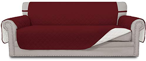 Easy-Going Sofa-Schonbezug, wendbar, wasserabweisend, Möbelschutz mit elastischen Bändern, für Haustiere, Kinder, Hunde, Katzen (Sofa, Weihnachten, Rot/Elfenbein)