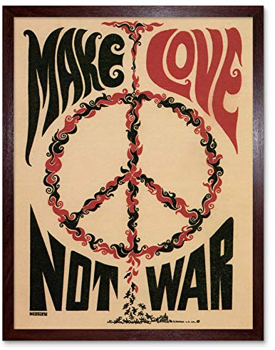Wee Blue Coo Peace Make Love Not War Art Print Framed Wall Decor 9X7 Inch Frieden Liebe Krieg Wand Deko
