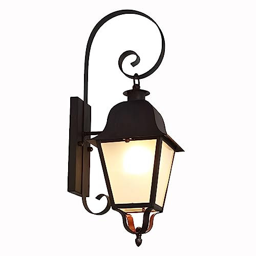Wylolik Rétro Applique Extérieure, Noir Métal extérieure Lampe murale en aluminium Avec abat - jour en verre, Étanche Applique, Extérieure Applique col de cygne pour terrasse, véranda et cour