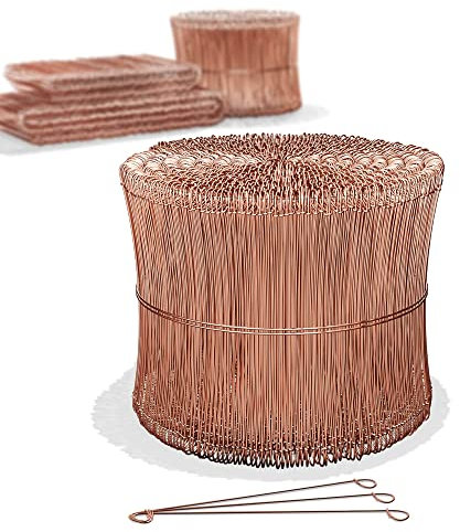 Heimfleiss® Filo di ferro ramato 1,0 x 100-160 mm (1000 pezzi) - filo zincato rivestito di rame - legacci con occhiello per pinze per tiralegacci - legacci per chiusura sacchi