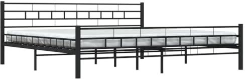 vidaXL Bettgestell Bett Doppelbett Metallbett Bettrahmen Lattenrost Schlafzimmerbett Schlafzimmermöbel Ehebett Schwarz Stahl 200x200cm