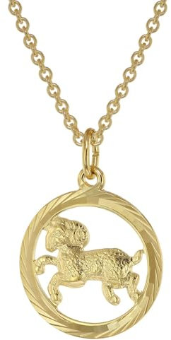 trendor Sternzeichen Widder Gold 333 Anhänger Ø 16 mm + Halskette Tierkreiszeichen, eleganter Halsschmuck aus Echtgold für Damen, 75940-04