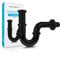 Bächlein Premium Universal Siphon fürs Waschbecken (Standard 85mm SCHWARZ) - Geruchsverschluss inkl. Gummimanschette + Einbauanleitung - Röhrensiphon