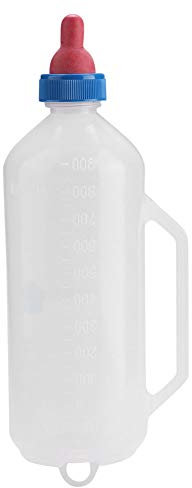 DAUERHAFT Lammmilchflasche,1L Kälber-Ziegenmilch-Futterflasche mit rotem, abnehmbarem Schraubnippel,Schafmilch-Futterflasche mit Griff,Fütterungsflasche