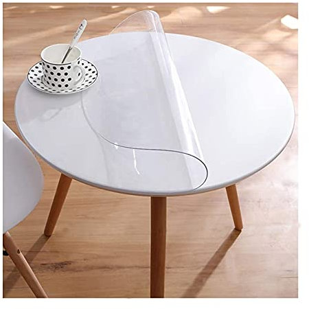 TMGJ Tischdecke Transparent Rund PVC Tischschutz Abwaschbar Wasserdicht Glasklar Folie Tischfolie Schutzfolie,UnterstüTzung Der Anpassung,Kann FüR Restaurantgarten Und Boden(1.5mm,105cm/40inch)