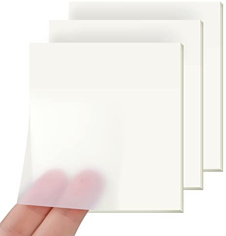 150 Blätter Transparente Haftnotizen, Transparent Sticky Notes, Wasserfest Clear Sticky Notes, Wiederbeschreibbar Klebezettel Transparent für Schulsachen, Schule, Büro, Hause