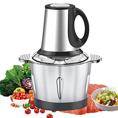 3 Speeds Control Electric Food Processor,3L Meat Grinder,Food Chopper,600W 4 Bi-Level Blades,Stainless Steel Blender Bowl,Rubber Ring for Stability,for Salad,Sauces,Vegetables