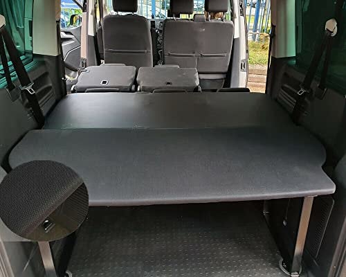 BREMER SITZBEZÜGE Multiflexboard kompatibel mit VW T5 T6 T6.1 Transporter Caravelle Kurzer Radstand Bettverlängerung Camper TSPUni/Höhe 51cm inkl. Konsolen/in Farbe: Uni Schwarz TSP