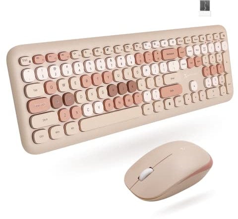 X9 Performance Colorful Keyboard and Mouse Combo - 2.4Ghz Wireless - Transform Your Space with a Cute Wireless Keyboard and Mouse Set (110 Keys and 18 Shortcuts) - for PC and Chrome (Brown)
