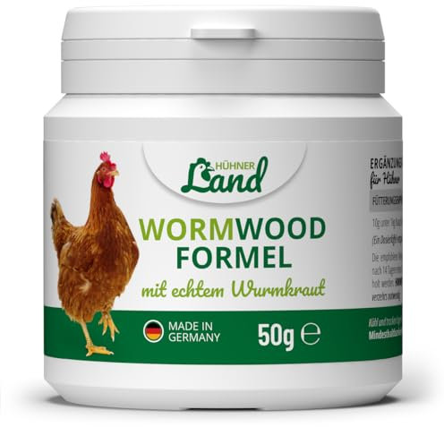HÜHNER Land Wormwood Formel 50g Pulver, Sekundierend bei Wurmkur nach Wurmbefall für Hühner, kein Anthelminthikum, natürliche Rezeptur mit Saponinen & Bitterstoffen