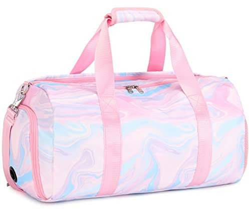 Sporttasche Mädchen Kinder Reisetasche Trainingstasch Schwimmtasche Kinder Weekend Bag Tanztasche Gym Bag mit Schuhfach Rosa