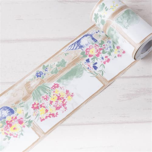 Guest Ruyunlai Selbstklebende Wandaufkleber Grenze 10cm X 1000cm, Tapetenbordüre Selbstklebend Bordüre, Wasserdichte Wandbordüre für Zuhause Büro Hotel DIY Dekoration rosa Blumentopf