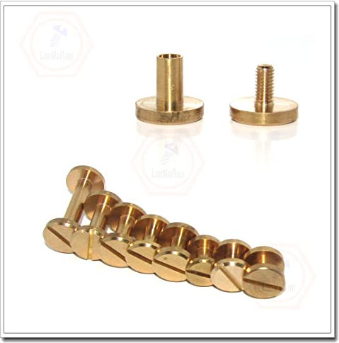 10-Sätze 8mm×2mm Gürtelschraube, Lederschraube, Handwerksschraube, Messing Nieten, Chicago Nagel, Stud Bag Nagel, Flachkopf, Hohlniet