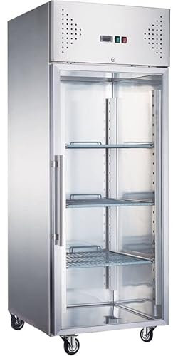 Stalwart DA-F650VGLASS Commercial Freezer Upright Cabinet 685 litres Stainless Steel Single Glass Door GN2/1 Ventilated Cooling