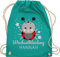 Turnbeutel Rucksack - Kita Beutel Wechselsachen Mädchen - Wechselkleidung Marienkäfer - Unisize - Türkis - stoffbeutel wechselklamotten kindergarten wechselbeutel personalisierte wechselkleider