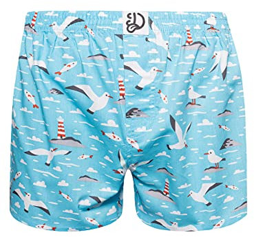 Dedoles Boxer Homme & Garçon sous-vêtements Caleçon Coton Beaucoup Designs Amusants, Couleur: Bleu, désign: Mouette (caleçons), Taille: S