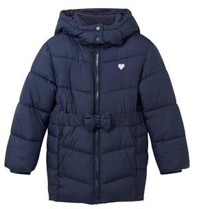 TOM TAILOR Mädchen 1038503 Wintermantel mit Kapuze & Gürtel, 10668-sky Captain Blue, 92/98