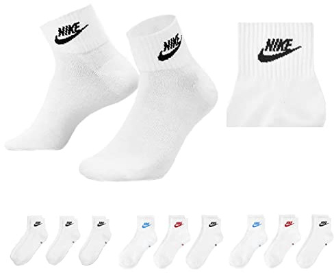 Nike U NK V CUSH Knöchelsocken für Erwachsene, Unisex, 3 Stück, 3 Paar weiß, 6 Paar mehrfarbig, 46-50