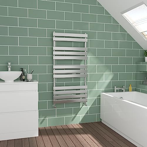 Warmehaus Flat Panel Chrome Towel Radiator Bathroom Heated Towel Rail 1200x600mm