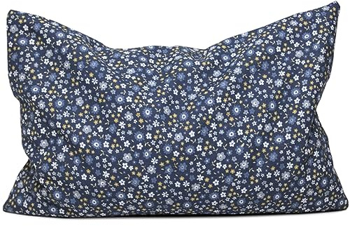Rosmarinkissen 30x20cm – Bio-Stoff Blümchen-blau | Duftkissen mit Rosmarin & Bio-Dinkelspelz – Kräuterkissen und Aromakissen