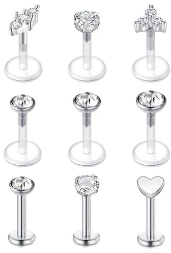 VFUN 16g Chirurgenstahl Labret Lippenpiercing 6mm Tragus Helix Cartilage Lippenpiercings Nasenstecker Earrings Piercing Jewelry