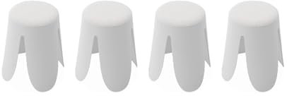 Alice's Home - Set de 4 tabourets empilables Blancs. Bouclette texturée. Niki. Ø30 / 44 x H46cm