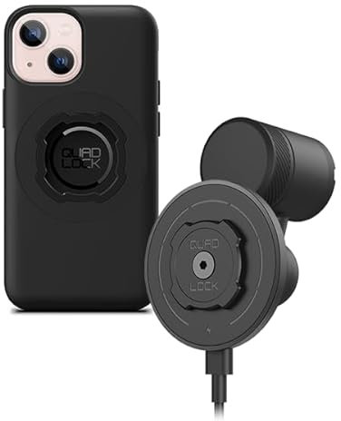 Quad Lock Vent Car Phone Holder Kit with MAG Wireless Charging Head V2 and MAG Phone Case for iPhone 13 Mini