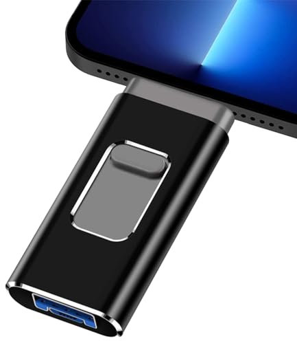 ARCELI USB Flash Drive for iPhone 256GB- 4 in 1 Photo Memory Stick External Storage Pen Drive Compatible for IOS/Android/Tablet/PC and Devices with Micro USB 3.0/OTG (Black)