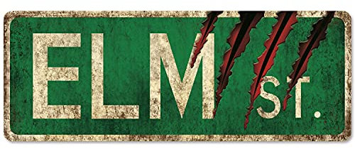 Vintage Elm St Street Schild Rustikales Aluminium Metall Blechschild 10,2 x 40,6 cm Home Poster Bar Pub Dekor