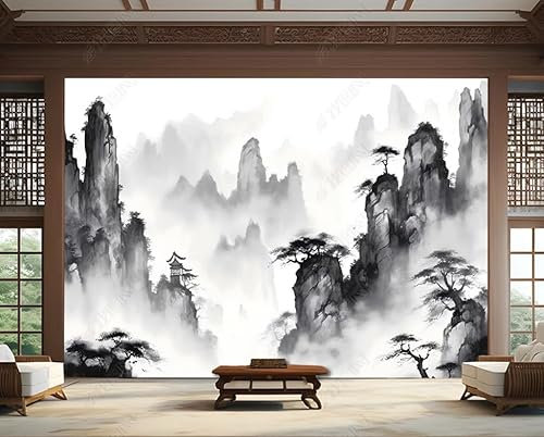 Fototapete Handgezeichnete Bergseewolken Kiefernlandschaft 350X256 Cm Vlies Tapeten Xxl Moderne Wandtapete Wohnzimmer Schlafzimmer