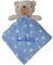BotoBaby® - Schmusetuch mit Namen und Geburtsdatum - Kuscheltuch - (Blau - Teddybär - Sternen)