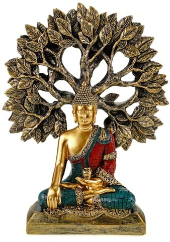 Kremers Schatzkiste Dekofigur Ganesha mit Lebensbaum - 25 cm Figur Deko Skulptur Statue Shiva Polyresin Buddha Yoga Geschenk
