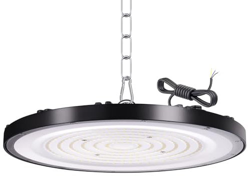 200W UFO LED Lámpara de Alta Bahía, 6500K BlancaFría LED UFO High Bay Lumière,20000LM IP65 Impermeable Campana LED Industrial lampara techo para Fábricas, Aeropuerto, Patio, Garaje,Taller (200W)