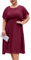 Hanna Nikole Women's Plus Size Chiffon Dress Knee-Length Casual Dresses Ruffle Sleeves A-Line Dress Wine Red 20