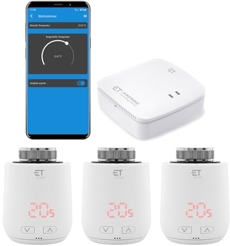 Eurotronic Comet ZZ eco: 3-mal Smartes ZigBee Heizkörperthermostat. ZigBee Funk Heizungssteuerung Set inkl. gratis App und Gateway.