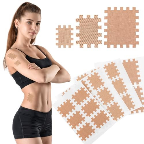 TIDEVAN 186 Stück Selbstklebend Gitterpflaster,Hochwertige Gittertape Akupunktur Pflaster Wasserdicht 3 Größen für Crosspuncture Therapie Triggerpunkte Schmerzende Gelenke Verspannte Muskeln(Beige)