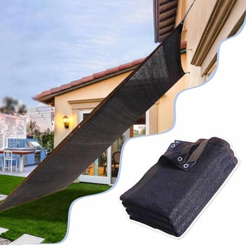 Rete ombreggiante 5 x 10 m con occhielli per serra esterna, pergola, balcone, recinzione, parcheggio, capanno, nero, 2 x 2 m a 6 x 8 m