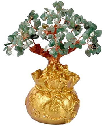 Warmhm Glücksbaum Dekoration mit Aventurin Jade Material Kreative Tischdekoration für Zuhause und Fotografie als Einzigartiges Feng Shui Dekor