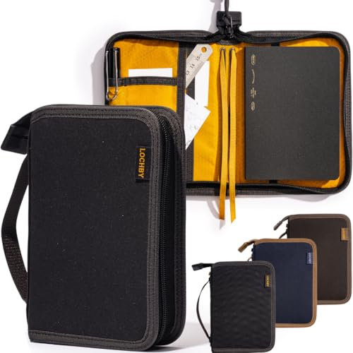 LOCHBY Field Folio A6 Notizbucheinband mit Reißverschluss, wasserabweisend, gewachste Leinwand, ideal für Reisen, Kunst und Bullet Journals