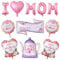 13Pcs Happy Mother's Day Foil Balloons, Pink 16 I Love Mom with Teapot Heart Shaped Flower Mylar Balloon for Mother's Day Best Mom Fairy Floral Theme Party Decorations