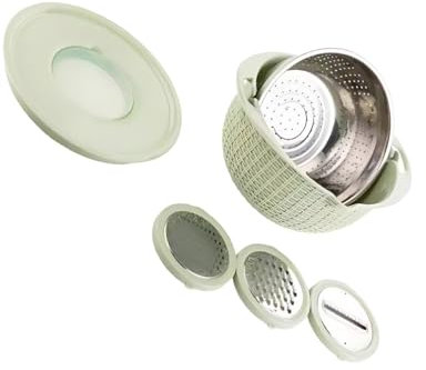 Colador anticorrosión y resistente a los impactos en 1 con piezas desmontables, cesta de drenaje de acero inoxidable, colador de grado alimenticio, color verde