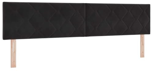 vidaXL Headboard Wall-mounted Geometric Manual Black 200 cm Velvet, Modern, Height-Adjustable, Velvet Upholstered Headboard for Stylish Bedroom Decor, Contemporary Design, Space Saving Furniture